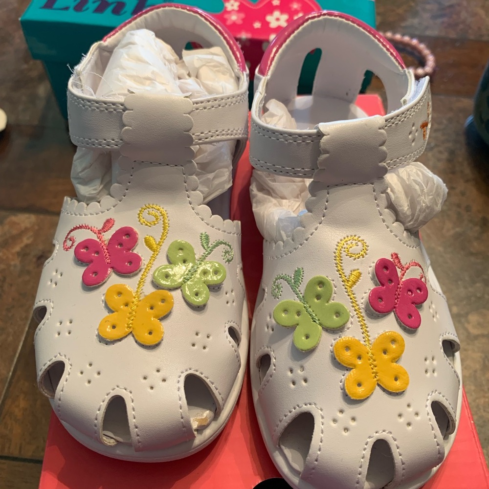 White Butterfly Little Girls Sandals
